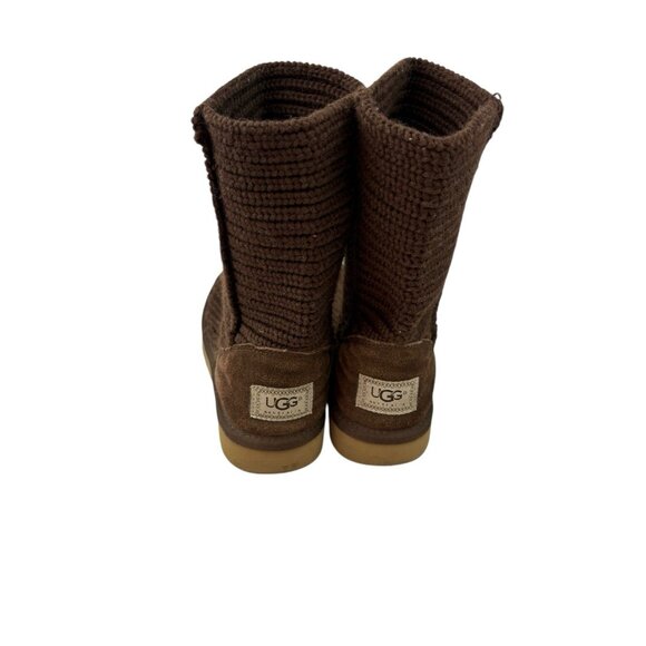 UGG Australia Candy Boots Womens US 7 Brown Knit Pull On Sheepskin Lined 5857 - Picture 6 of 14